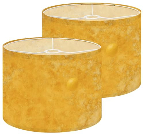 Lamp Shades Set of 2 Stucco Yellow Gold Autumn Light Old Texture Faded Stone Plaster Wall Drum Lampshades for Floor Lamps Hanging Lamp Table Lamps 11x11x8.9 Replacement Lamp Shade Easy Assembly