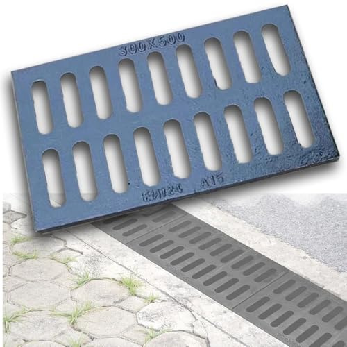 QSPNVFB Rejilla De Drenaje De Canal Metal 50x20 50x50cm Cubierta De Drenaje De Rejilla De Hierro Fundido, Canaleta Desague con Rejilla para Garaje Granja(50x30cm(20x12))