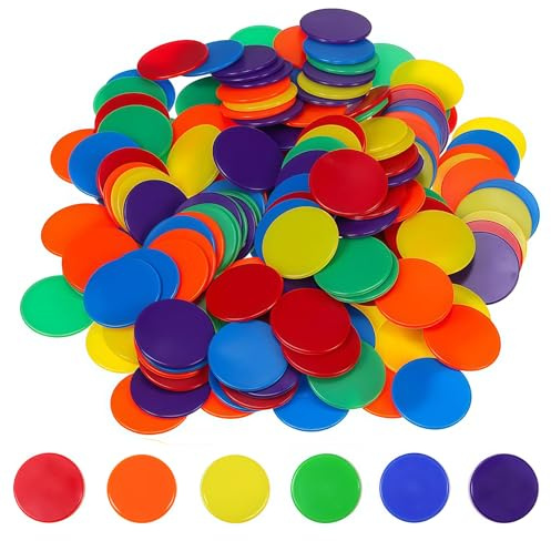 OIXEYA 100 Pcs Jetons de Poker Plastiques, Learning Ressources, Loto et Jeux de Société, Bingo, pour Apprendre Le Calcul Mathématique, 6 Couleurs