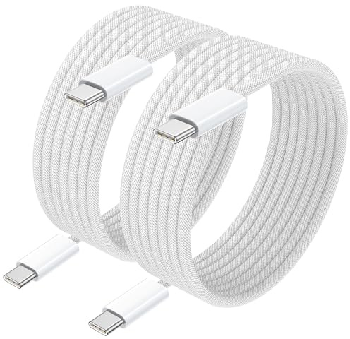 100 W USB C-kabel [2 st 2M] USB Type-C snabbladdningskabel med E-Mark PD 5A/20V chip för iPhone 16/15/15/15 Pro, Macbook Pro/Air/iPad/Samsung Galaxy/Huawei/Book Pixel