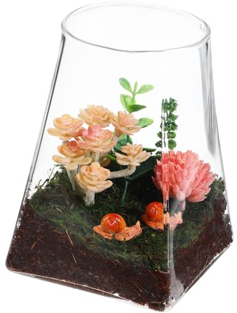 Toddmomy Glas Terrarium mit Rundem Deckel Quadratischem Boden Stabiles Dekoratives Glasgefäß für Moos Micro Landschaft Blumen Stilvolle Vase ohne Deckel Einzigartiges Design Geschenkidee