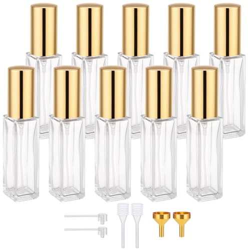 Segus Atomizador de perfume, 10 botellas de perfume de viaje de 10 ml, botella de repuesto para después del afeitado, atomizador de viaje de vidrio, decantador vacío para después del afeitado para