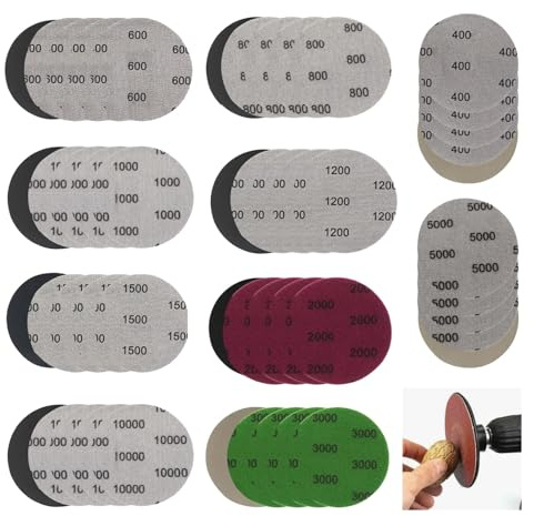 Cyberwork 50pcs Wonvify Lijas 75mm Grano 400/600/800/1000/1200/1500/2000/3000/5000/10000, para Madera y Metal, Lijas para Pulir Faros de Coche Uso húmedo y seco
