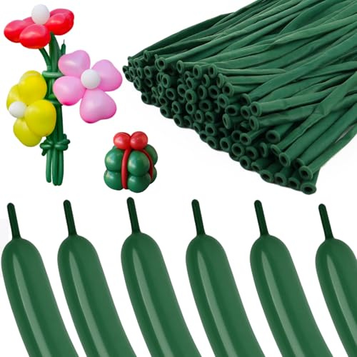100Pcs Dark Green 260 Balloons Balloon Animals Long Balloons for Beginners | Thickened Natural Latex, Easy Twist for Beginners, Birthday Party Supplies, Convenient Bundling, Burst Resistant