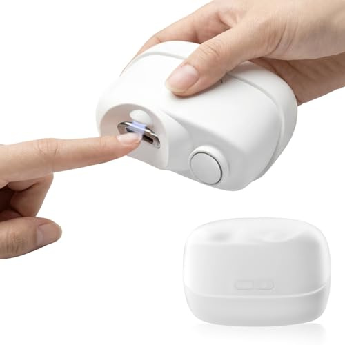 Focenat Cortauñas Eléctrico, 3 en 1 Cortaúñas Automático y Pulidor con Luz LED, Recargable por USB, Bajo Ruido, 2 Velocidades Ajustable, Cortauñas Eléctrica para Bebés, Adultos y Ancianos