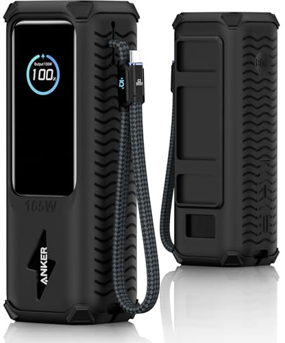 YWXTW Silicone Case For Anker 25000mAh Power Bank - Shockproof Drop-Resistant, Built-In Cable Storage | Non-Slip Grip, Hidden Dust Plug Full-Wrap Protective Cover For Anker Power Bank 165w Accessories