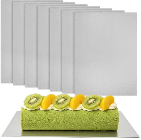CHUENKUK 8er Pack Tortenplatte Rechteckig, 30x40cm Silber 250g Silberkarton Stabile Cake Board Kuchenplatte Tortenunterlage Rechteckig, Tortenboden für Kuchen Torten Hochzeit Geburtstag