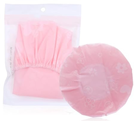 Generic Eva Shower Caps Pink 2pcs with Elastic Band Waterproof and Breathable Bathing Caps for Adults Fit Different Head Circumferences Suitable for Travelling and Cleaning Face