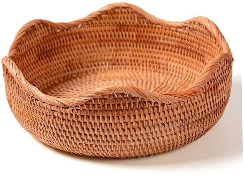 Takingup Cestino per Il Pane, Cestino in Vimini in Rattan, Naturale, portaoggetti Decorativo Multiuso, per Pane, Frutta e Snack, Tavolo da Pranzo da Cucina (Piccolo)