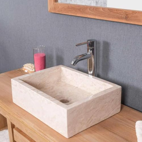 Wanda collection - Vasque Salle de Bain à Poser Milan Rectangle 30cm x 40cm crème