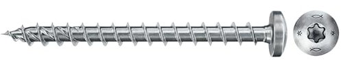 fischer PowerFast II PTF 4,5 x 20, Spanplattenschraube (200 Stk.) mit Vollgewinde, Pan Head mit Innenstern, Schraube für Holzverarbeitung, reduziert Einschraubwiderstand & Einschraubzeit