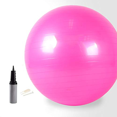 Gymnastikball Pilates, Yogaball 65CM Anti-Burst Gymnastikball Mit Fußpumpe, Swiss Ball - Für Yoga, Pilates, Schwangerschaft/Fitness,Pink