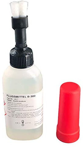 100 ml Flussmittel B-300 in Dosierflasche mit Pinsel, nachfüllbar, konventionelles Weichlöten von Eisen-, Kupfer- und Messingwerkstoffen, universell einsetzbar, umweltfreundlich, da schwermetallfrei