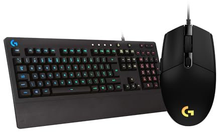 Logitech G213 Prodigy Gaming Keyboard with G203 LIGHTSYNC Gaming Mouse with Customizable RGB Lighting, QWERTY UK Layout - Black