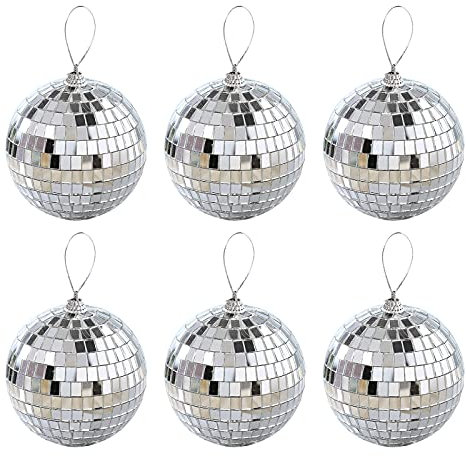 ZXCFTG Spiegel-Diskokugel zum Aufhängen, Diskokugeln, Partydekoration für DJ-Lichteffekt, Heimdekorationen, Bühne, Weihnachtsbaum, 6 Stück
