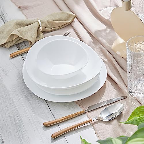 Karaca Weiß Pure Kombiservice Set für 6 Personen, 24 tlg, Glas, Tafelservice, Geschirr Set, Frühstücksset, Servierteller, Kuchenteller, Schalen, Dessertteller, Alltag, besonderes Dinner