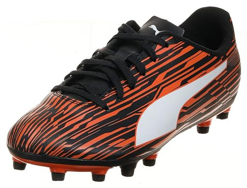 PUMA Herren Rapido Iii Firm, Artificial Ground Soccer Cleats Sneaker, Black White-Dragon Fire, 42 EU
