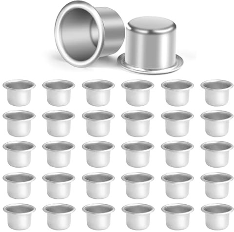 30 Stück Kerzenhalter für Stabkerzen, Kerzenhülsen aus Metall, Weihnachtliche Baumkerzen, Tischkerzen für Valentinstag, Hochzeit (Silber)