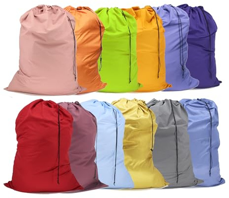 Extra Large Laundry Bag Travel Laundry Bags with Drawstring Closure Fit a Laundry Basket or Hamper for college dorm and apartment dwellers Machine Washable 30x40 (Mixed Color 12 Pack)