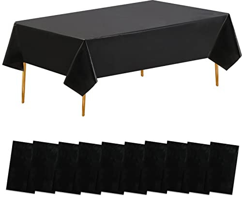 12 Stück Schwarze Einweg-Tischdecken Tischdecke 137 x 274 cm Kunststoff-Tischdecke für rechteckige Tische PEVA wasserfeste Tischdecken für Partys im Innen- oder Außenbereich, Geburtstag, Hochzeit