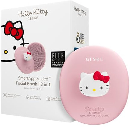 GESKE x Hello Kitty | Spazzola per il viso SmartAppGuided™ | 3 in 1 | Spazzola per la pulizia del viso | Spazzola per la pulizia | Spazzola per il viso in silicone | Pulizia della pelle e viso