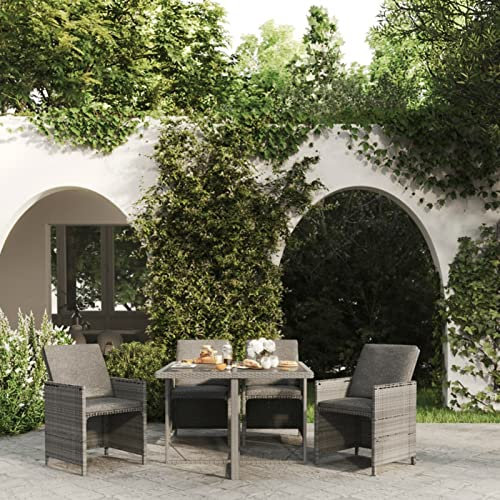 Festnight Rattan Gartenmöbel Set 4 Personen Balkon Sitzgruppe Garten Essgruppe Balkonmöbel Set Gartentisch mit 4 Stühlen Set Gartenbank Polyrattan Gartengarnitur Sitzgarnitur Balkontisch