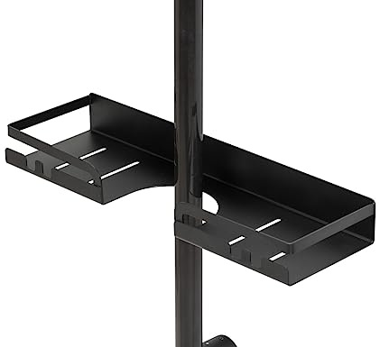 WENKO Duschstangencaddy Mod. Turbo-Loc Altarella selbstklebendes Duschregal ohne Bohren aus Edelstahl für Bad und Dusche in Schwarz matt zur Befestigung an Duschstange 35,5 x 4 x 10,5 cm