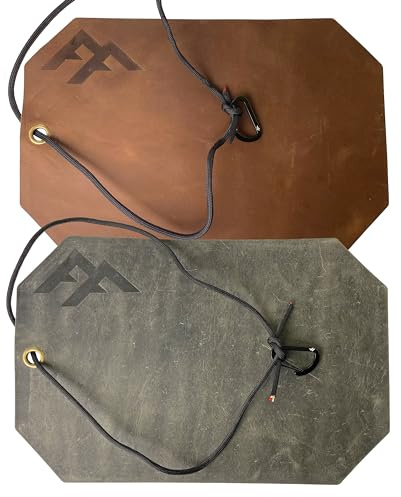 ™ Feuermatte aus handgefertigtem, dickem Echtleder, Wasser- und flammbeständig, Zunderspäne, Ferrostäbe, Schutz vor Feuersteinen, Sitz- und Kniematte, Braun