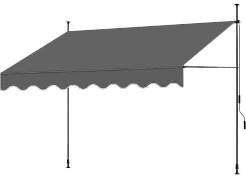 tectake® Toldo Terraza Manual Regulable en Altura con Manivela, Toldo Balcón sin Taladros, Extensible Terraza, Resistente a Rayos UV, Protección Solar y Repelente al Agua - 300 cm - Negro/Gris