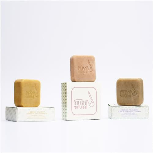 Pack de 3 Jabones Limpiadores Faciales - Hechos con Leche de Burra - Exfoliante Natural - Brillo y Regeneración - Para Todo Tipo de Pieles - ALBA NATURA