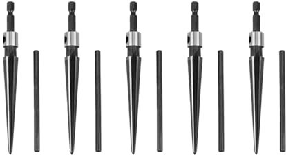 5 x konische Reibahle 3 – 13 mm Reibahle mit Sechskantschaft, geriffelt, handgehalten, Brücke aus Stahl, Spindelbohrung, Fase, Schneidwerkzeug für die Holzbearbeitung, Bohrkrone