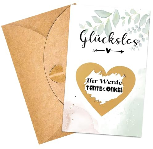 Schwangerschaft verkünden Tante und Onkel mit Rubbelkarten, Rubbelkarte Ihr werdet Tante und Onkel mit Kuvert, Überraschung Geschenke für die Familie zum Schwangerschaft verkünden (Tante & Onkel)