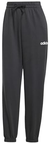 adidas Damen Essentials Linear French Terry Cuffed Pants, Black/White, L