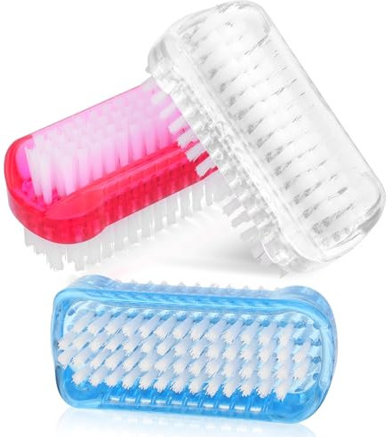 Confezione da 3 pennelli per la pulizia delle unghie, spazzola per unghie a doppio lato, setole morbide e rigide, spazzola per la pulizia delle unghie, per uomini e donne, rosso, blu, bianco