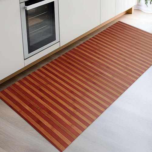CosìCasa Alfombra de bambú para cocina, de madera ecológica, antideslizante, lavable, perfecta como alfombra de baño, alfombra para cocina o para exterior (50 x 120 cm, natural - rústico)