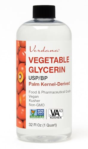 Verdana Vegetable Glycerin (Glycerine) - USP/BP Refined - Palm Kernel Derived - Kosher Food Grade - Vegan, Non-GMO - (32 Fl Oz)