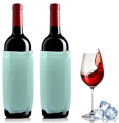 2 manicotti per vino ghiacciato, refrigeratore per vino, refrigeratore per vino, frigorifero, refrigeratore per bottiglie di vino, per champagne rosso bianco o spumante, supporto di raffreddamento in