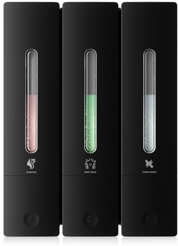 Shampoo and Conditioner Dispenser - Wall-Mounted 3-Chamber Shower Soap Dispenser, No-Drill, 1200ML Capacity, for Bathroom & Hotel