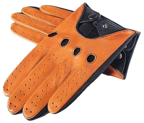 Herren-Handschuhe aus echtem Leder, ungefüttert, Ziegenleder, Fingerhandschuhe, Braun Blakc, L