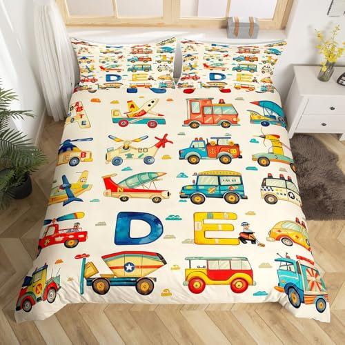 Kinder Bettwäsche Sets Bagger Jungen Bettbezug Nette Cartoon Auto Tröster Abdeckung Ausrüstung Lkw Traktor Druck Bettdecke Abdeckung für Mädchen Teens Engineering Fahrzeug Dekor Bettwäsche 135x200