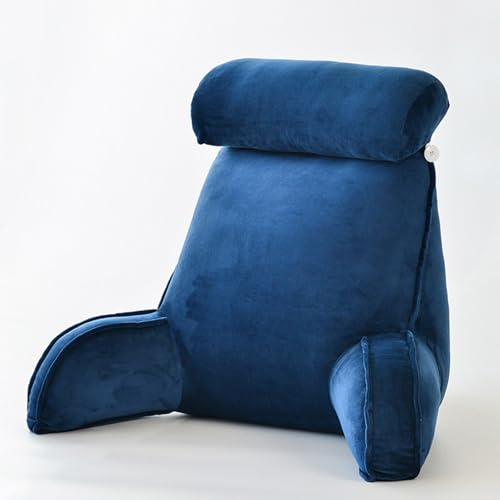 Oreiller De Lecture avec Accoudoirs -Portable avec Cale Nuque & Bras - Confort Et Ergonomie Coussin Cale Dos Canapé pour Lit & Fauteuil & Canape, Saphir, 75x45x55cm