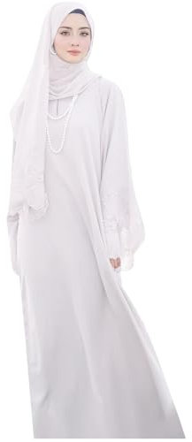 Muslimische Kleider Damen 2 Teiler Gebetskleidung Mit Hijab Abaya Damen Langarm Islamische Muslimische Kleid Ramadan Lang Gebetskleid Elegant Hijapkleider Kleider Festivals