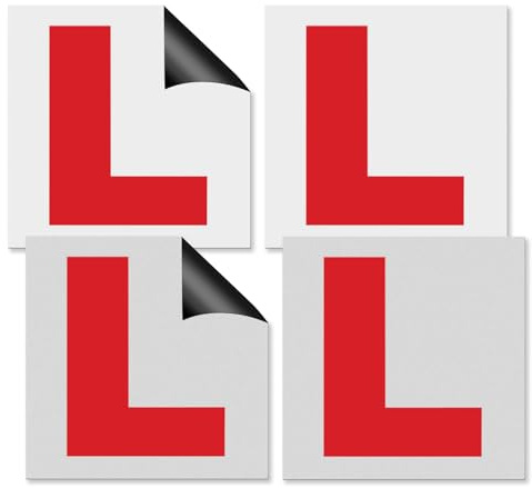 4pcs Self Adhesive L Plates for Car Window, Extra Thick Learner Stickers | Helps Mark Training Vehicles Clearly, Removable Design Shields Paintwork and Suits New Motorists During Practice Use