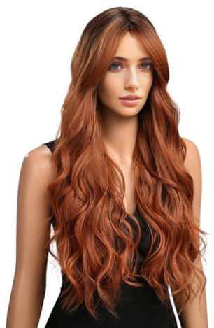 Tktouci Pelucas largas para mujeres, peluca larga rizada - Part Middle Lace Front Front Wavy Curl - Suministros de fiesta de cosplay, ropa de cabeza transpirable y cómoda para bodas, juego de roles
