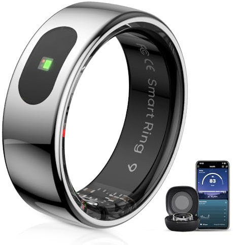 LED Touch Smart Ring for Women Men- Fitness Tracker with Heart Rate, Blood Oxygen, Sleep Tracker, Step Counter, 5ATM Waterproof, Touch Control Music/Video, No Subscription Fee for iOS/Android