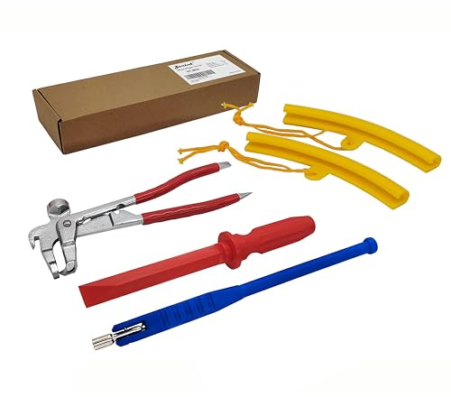 ZERINT Tyre Repair Tools, Wheel Weight Tool Kit - 2pcs Rim Protector, 1pc Scraper, 1pc Balance Weight Plier,1pc Valve Stem Puller for Car, Trucks, ATV, SUVs