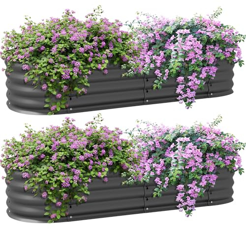Outsunny Galvanised Raised Beds for Garden Metal 150 x 62 x 30cm Dark Grey