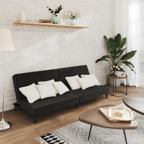 MOBCANT Schlafsofa 2-Sitzer Schwarz Samt Sofagarnitur Couch Polstergarnitur Schlafsofa für Wohnzimmer Schlafzimmer Hotel Wohnung