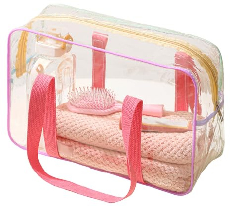 Sacs transparents de voyage pour articles d'hygiène | Trousse de maquillage portable pour voiture, sac imperméable à fermeture éclair pour aéroport, école, travail, gym, plage, vacances,