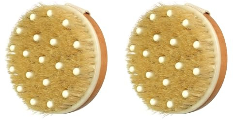 Trockene Körperbürste – Badebürste mit Naturborsten für Lymphdrainage und Cellulite, Peeling-Körperschrubber zur Stimulierung der Durchblutung und Entfernung abgestorbener Haut (Holzgriff)